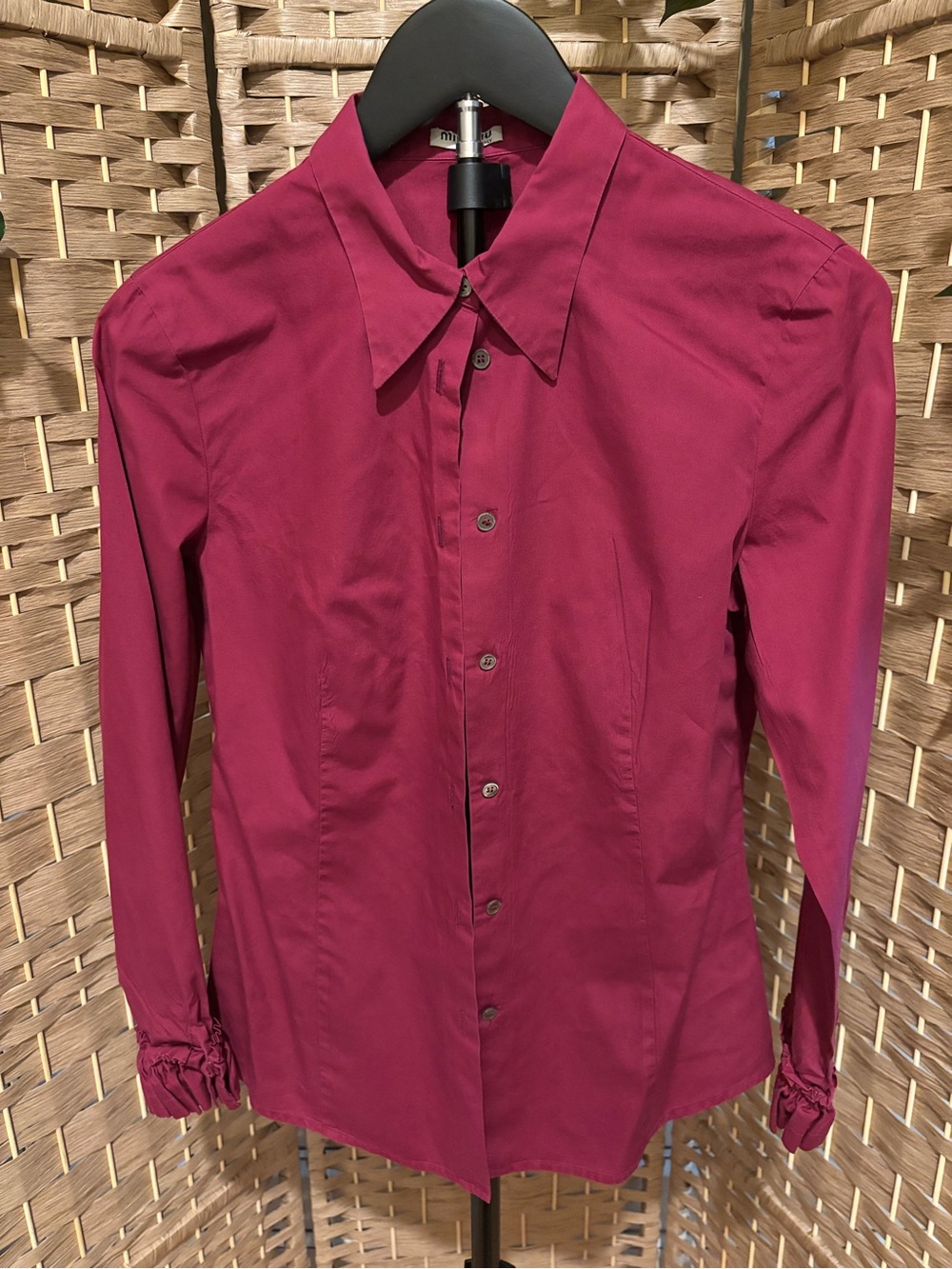 Vintage Miu Miu Deep Raspberry Button-Down - Picture 2 of 6
